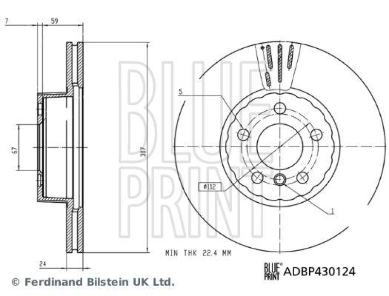 BLUE PRINT ADBP430124 Bremsscheibe für BMW