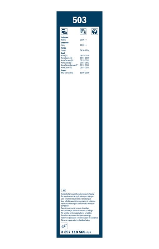 BOSCH 3 397 118 565 Wischblatt 503 Twin Scheibenwischer 500/475 mm vorne