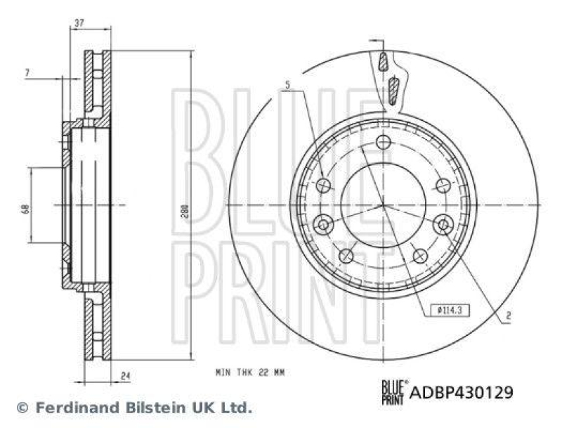 BLUE PRINT ADBP430129 Bremsscheibe für NISSAN