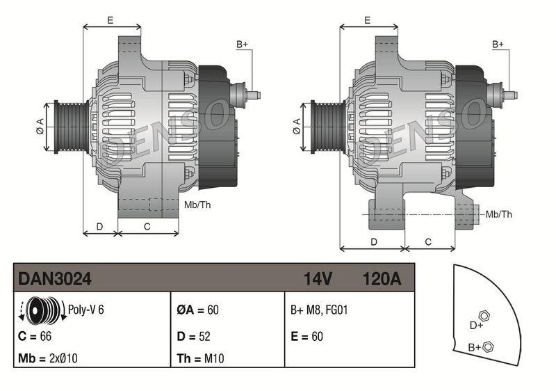 DENSO DAN3024 Generator FIAT DUCATO Van (244_) 2.8 JTD (01-11)