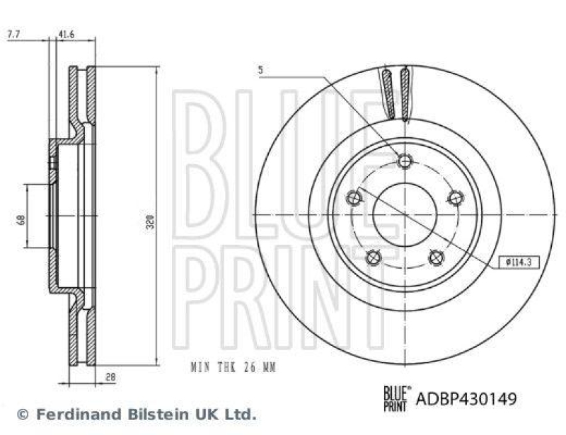 BLUE PRINT ADBP430149 Bremsscheibe für NISSAN