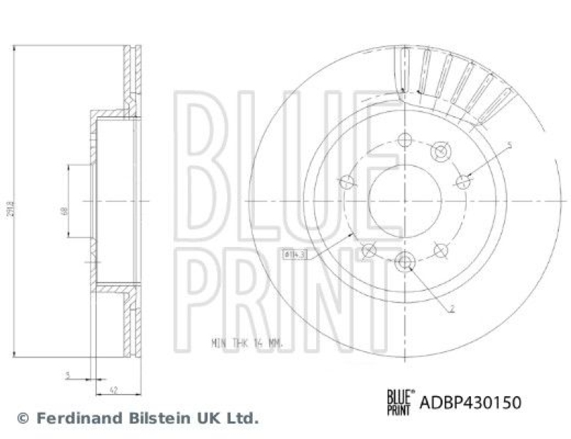 BLUE PRINT ADBP430150 Bremsscheibe für NISSAN