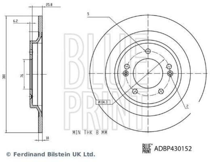 BLUE PRINT ADBP430152 Bremsscheibe für HYUNDAI