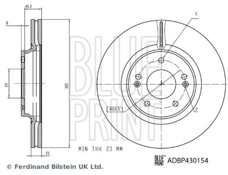 BLUE PRINT ADBP430154 Bremsscheibe für HYUNDAI