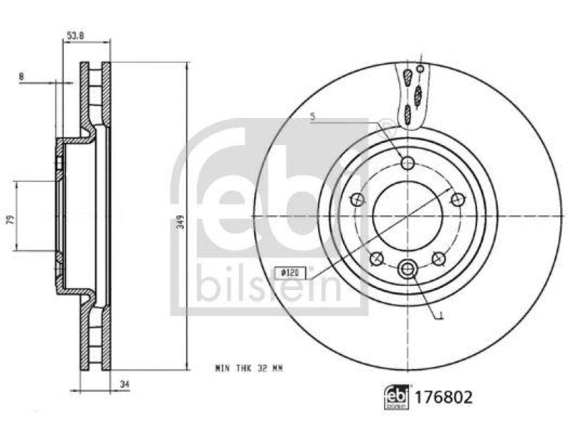 FEBI BILSTEIN 176802 Bremsscheibe für Land Rover