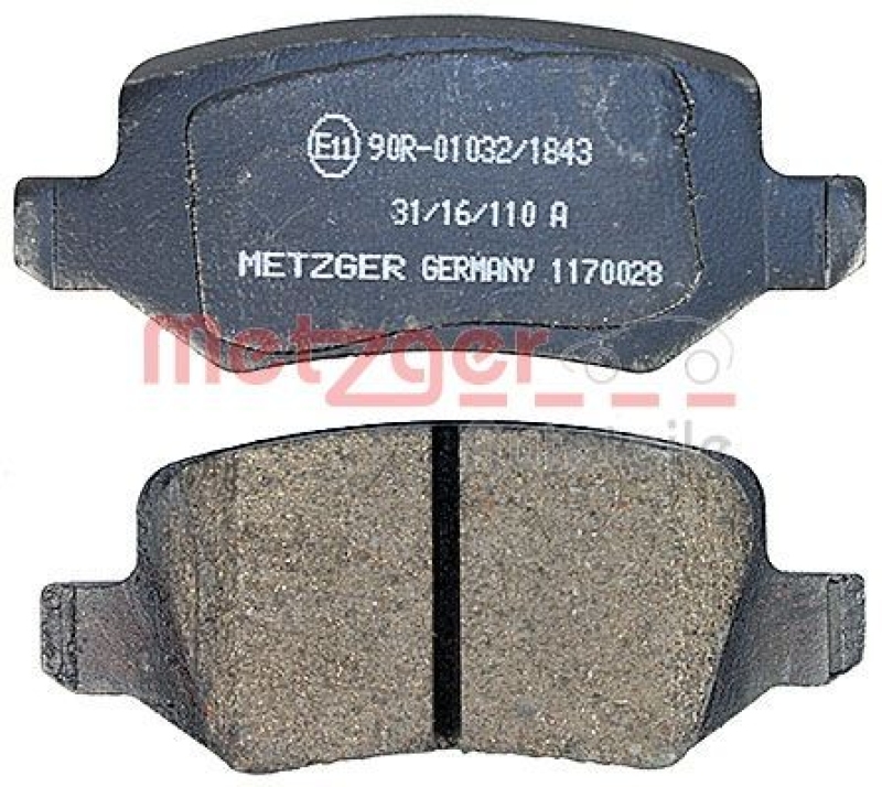 METZGER 1170028 Bremsbelagsatz, Scheibenbremse WVA 23 138