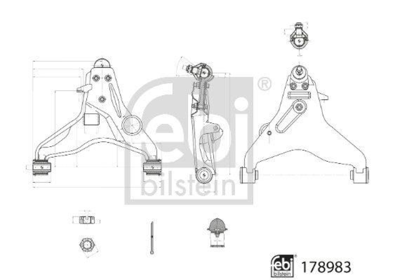 FEBI BILSTEIN 178983 Querlenker mit Lagern, Gelenk, Kronenmutter und Splint für MITSUBISHI