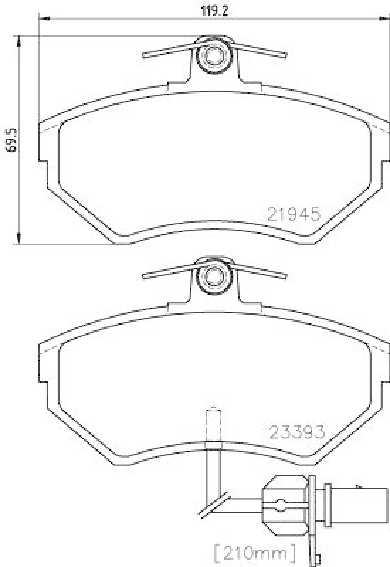 HELLA 8DB 355 018-451 Bremsbelagsatz, Scheibenbremsbelag für AUDI/VW