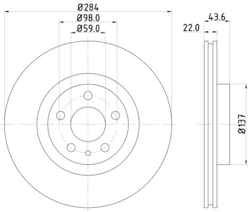 HELLA 8DD 355 101-951 Bremsscheibe für ALFA/FIAT/LANCIA