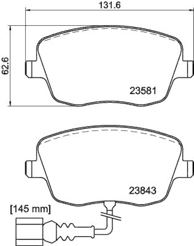 HELLA 8DB 355 018-811 Bremsbelagsatz, Scheibenbremsbelag für SKODA/SEAT/VW