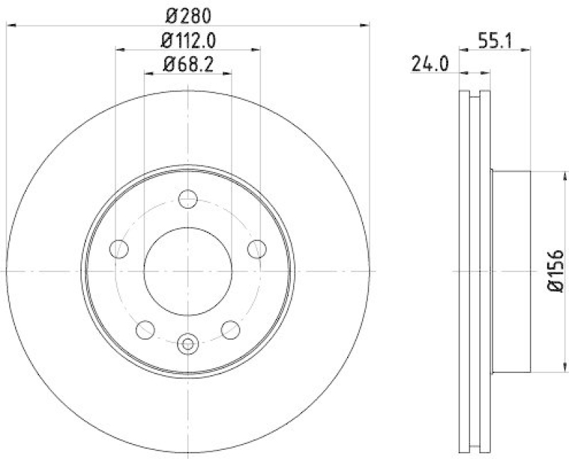 HELLA 8DD 355 105-591 Bremsscheibe für VW