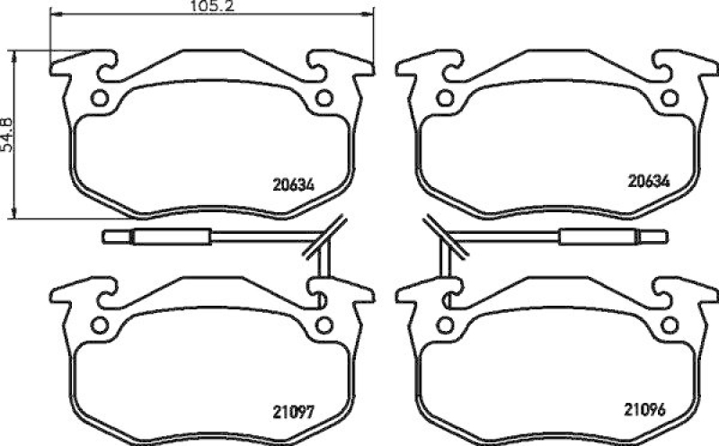 HELLA 8DB 355 018-941 Bremsbelagsatz, Scheibenbremsbelag für RENAULT