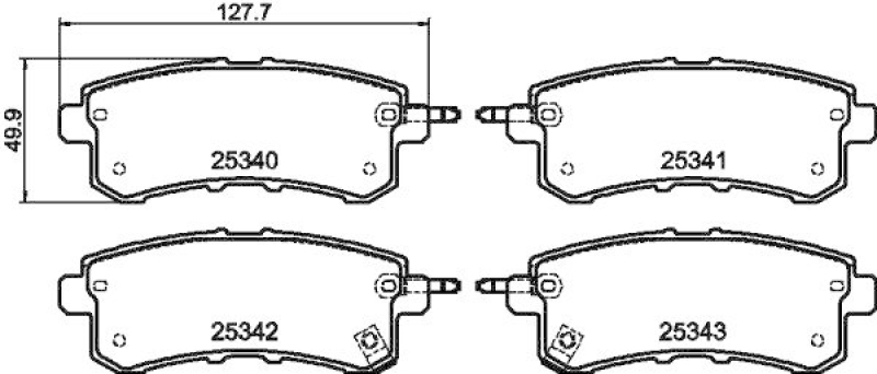 HELLA 8DB 355 019-541 Bremsbelagsatz, Scheibenbremsbelag für INFINITI/NISSAN