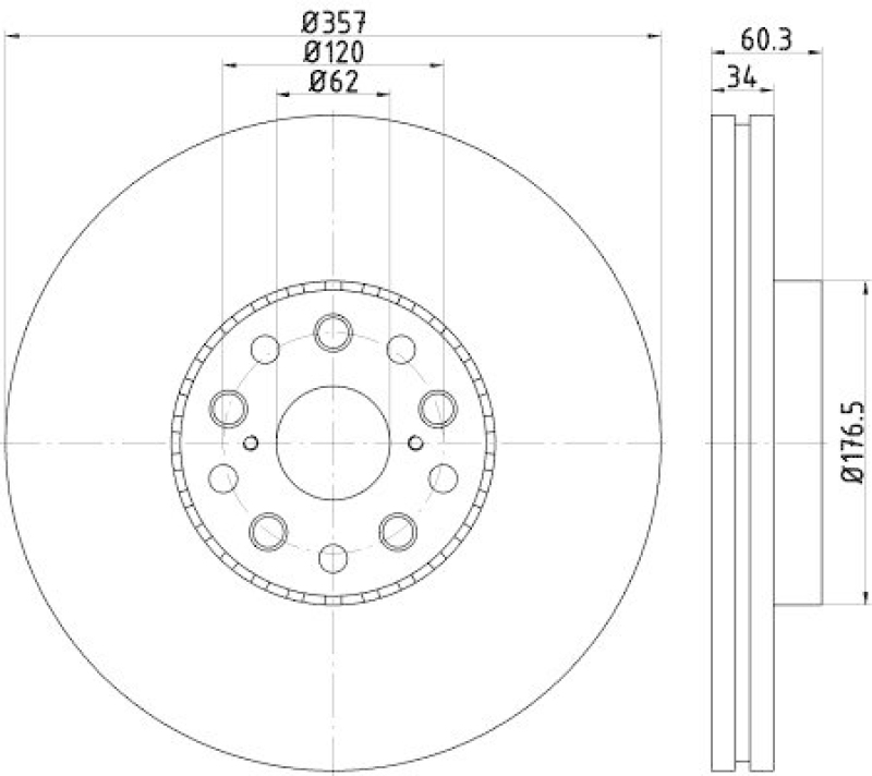 HELLA 8DD 355 116-911 Bremsscheibe für LEXUS LS (UVF4/USF4)