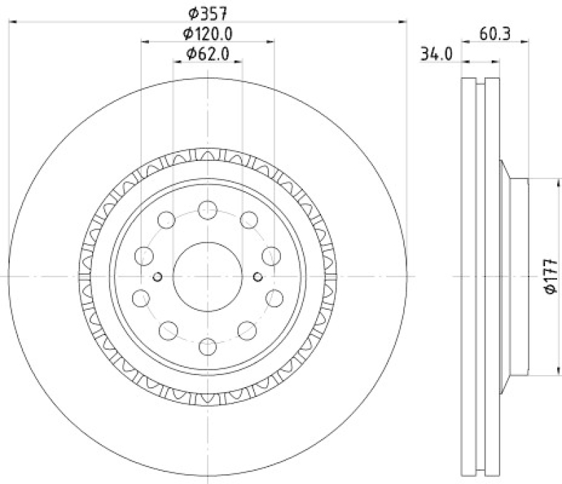 HELLA 8DD 355 116-921 Bremsscheibe PRO