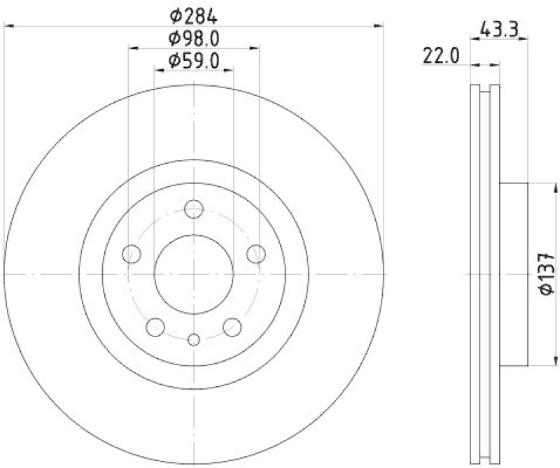 HELLA 8DD 355 118-411 Bremsscheibe PRO