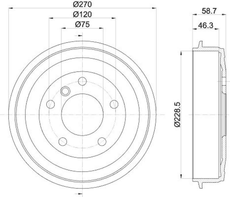 HELLA 8DT 355 300-021 Bremstrommel für BMW