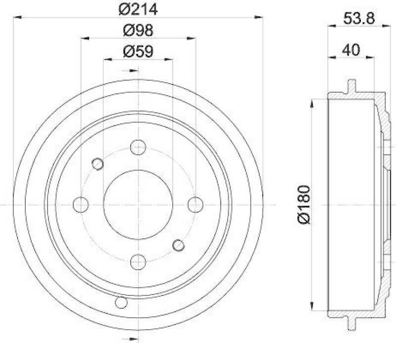 HELLA 8DT 355 300-081 Bremstrommel