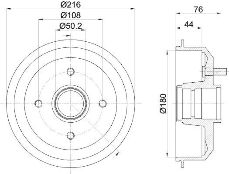 HELLA 8DT 355 300-161 Bremstrommel 61007