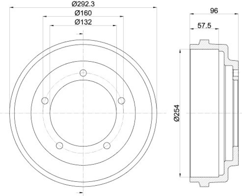 HELLA 8DT 355 300-201 Bremstrommel für FORD