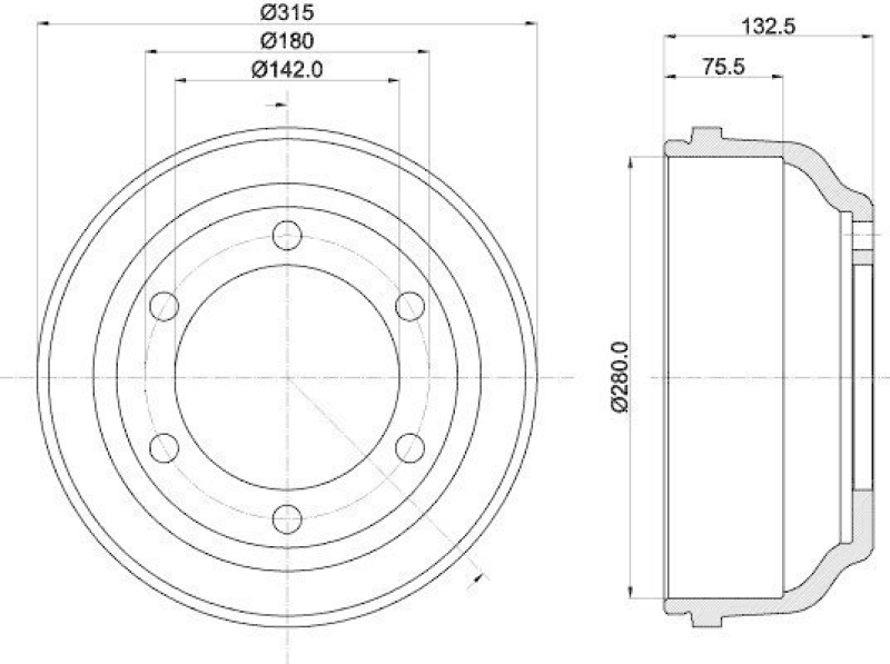 HELLA 8DT 355 300-211 Bremstrommel 61012