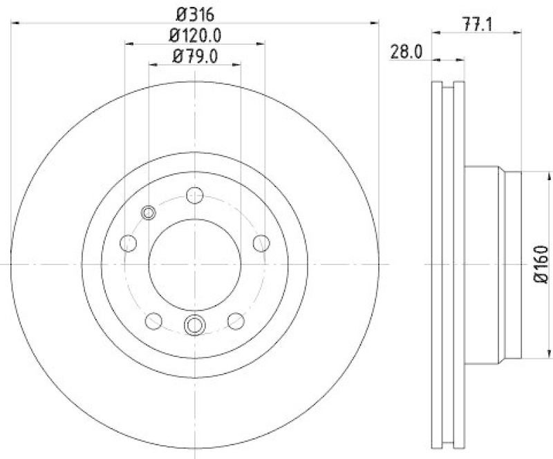 HELLA 8DD 355 127-161 Bremsscheibe PRO High Carbon