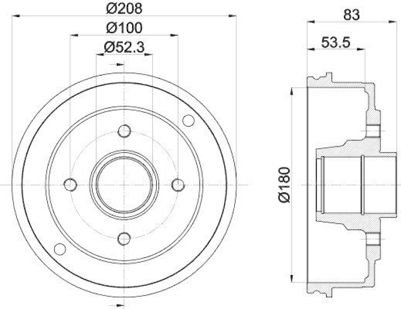 HELLA 8DT 355 300-351 Bremstrommel 61236