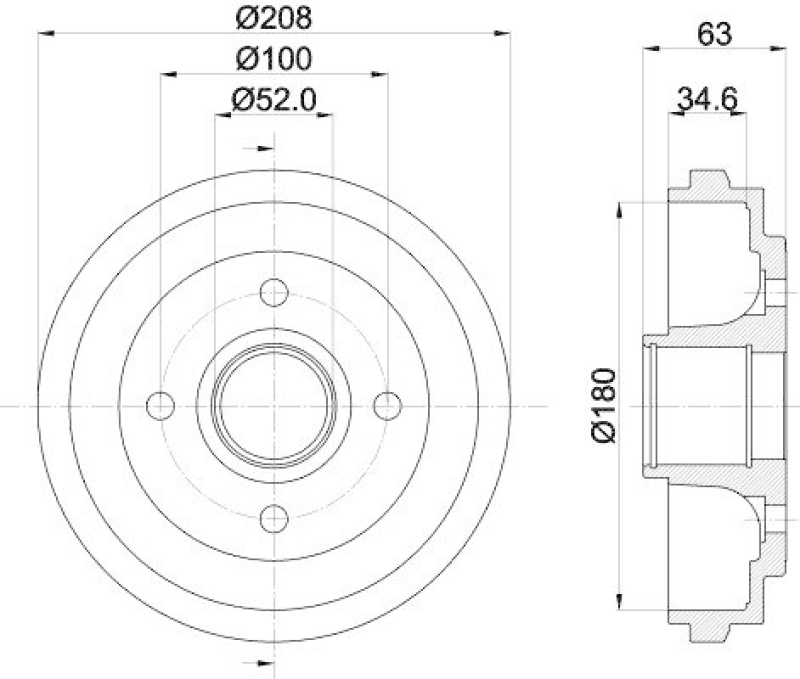 HELLA 8DT 355 300-381 Bremstrommel für OPEL/SUZUKI