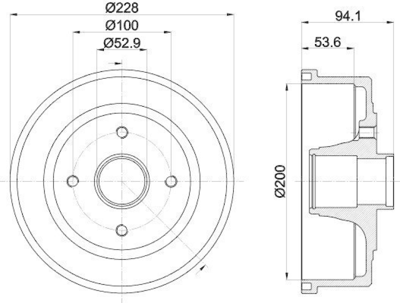 HELLA 8DT 355 300-411 Bremstrommel 61242