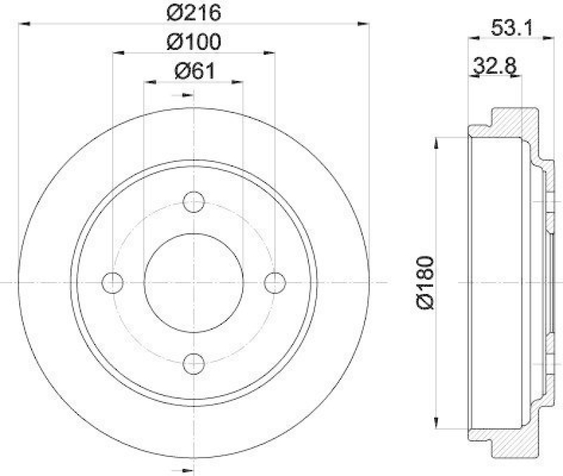 HELLA 8DT 355 300-441 Bremstrommel 61245