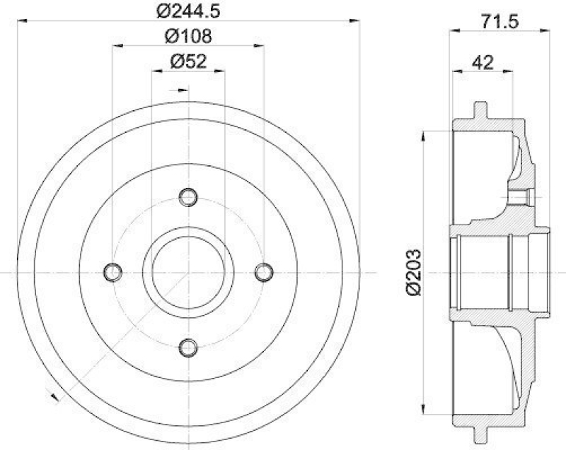 HELLA 8DT 355 300-591 Bremstrommel 61266