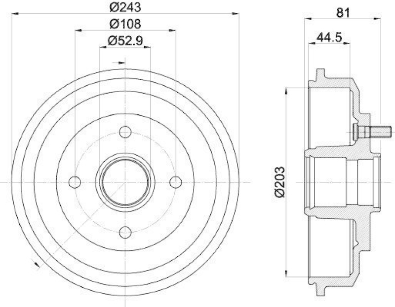 HELLA 8DT 355 300-601 Bremstrommel 61267