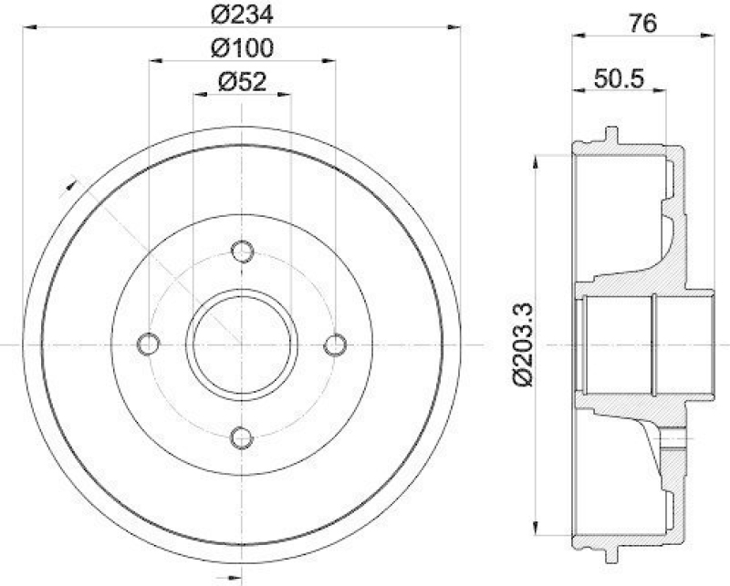 HELLA 8DT 355 300-611 Bremstrommel 61268