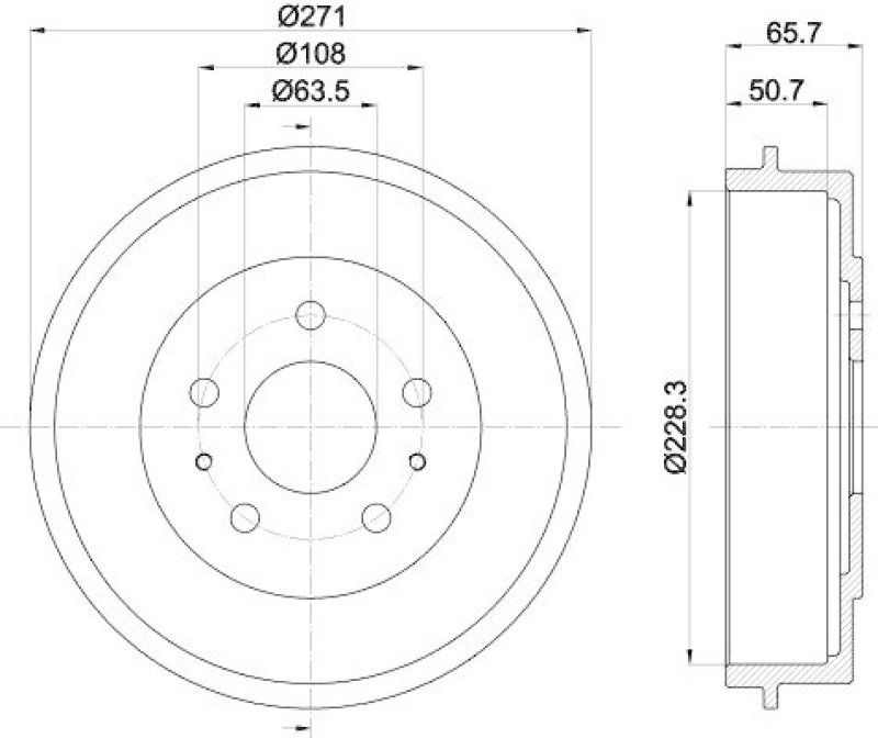 HELLA 8DT 355 300-661 Bremstrommel für FORD