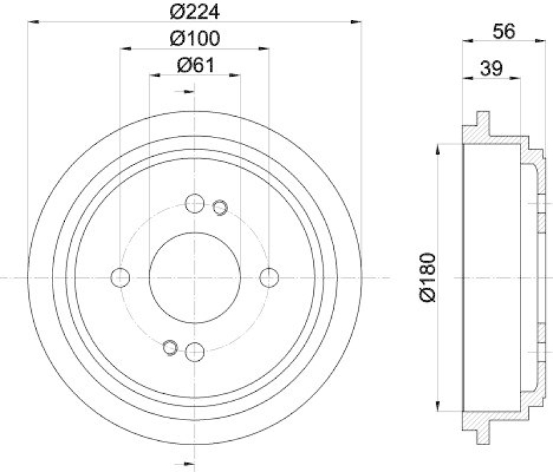 HELLA 8DT 355 300-711 Bremstrommel für HONDA