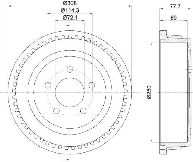 HELLA 8DT 355 300-721 Bremstrommel 61281