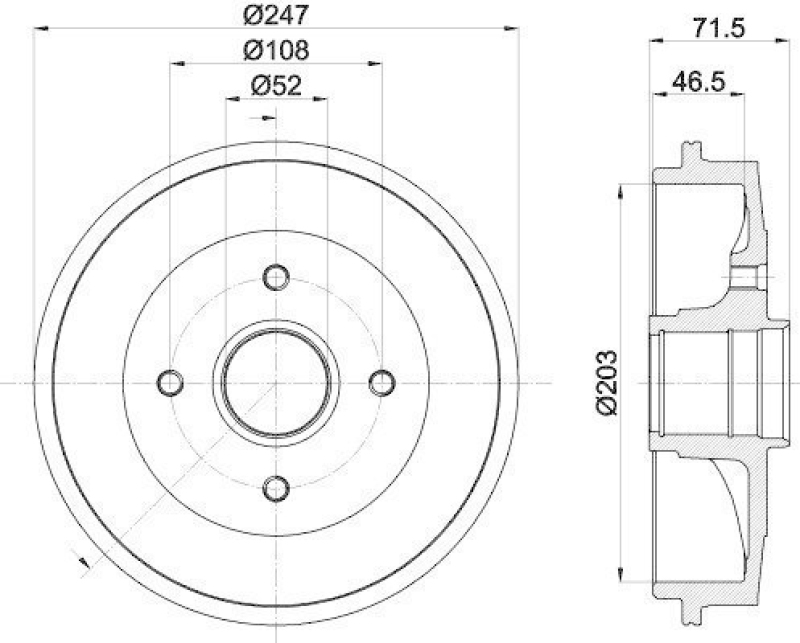 HELLA 8DT 355 300-731 Bremstrommel 61282