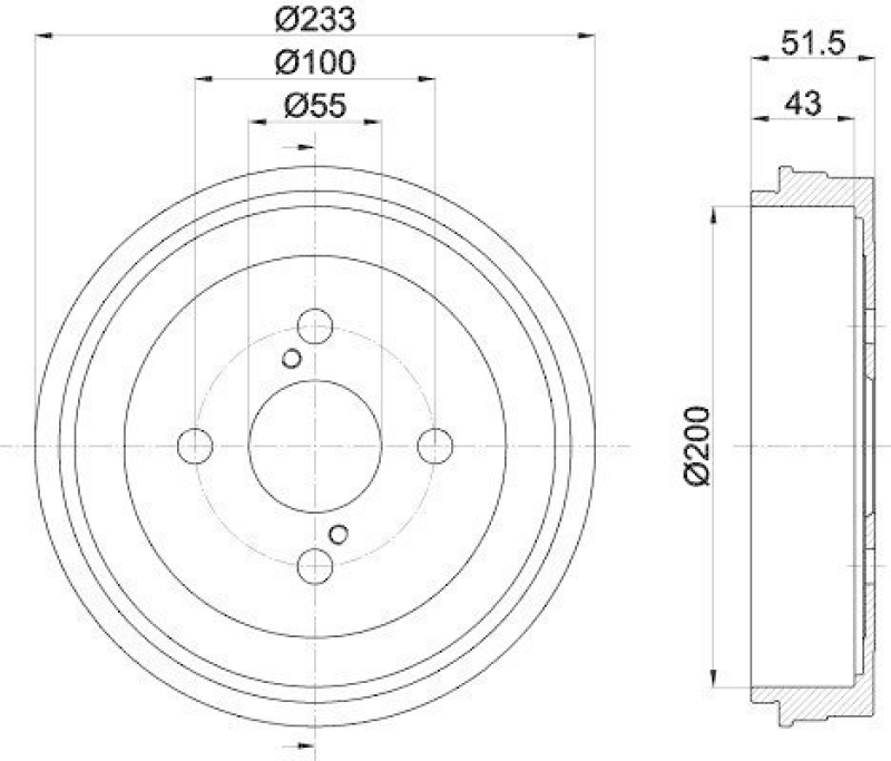 HELLA 8DT 355 300-791 Bremstrommel 61293