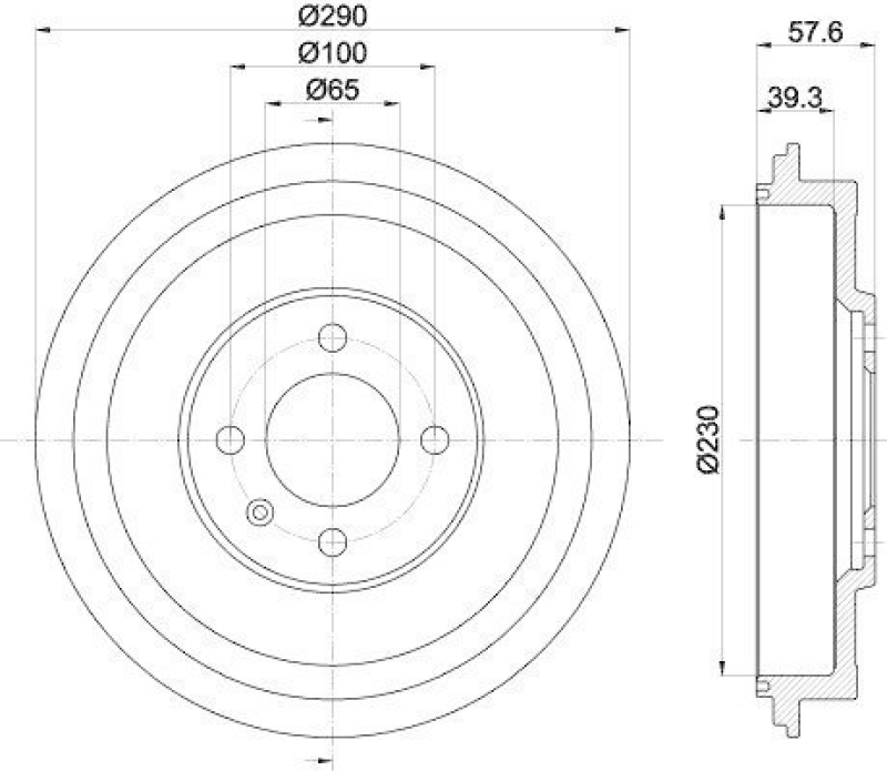 HELLA 8DT 355 300-811 Bremstrommel 61295