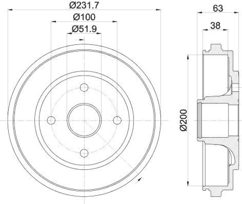 HELLA 8DT 355 301-031 Bremstrommel 61335