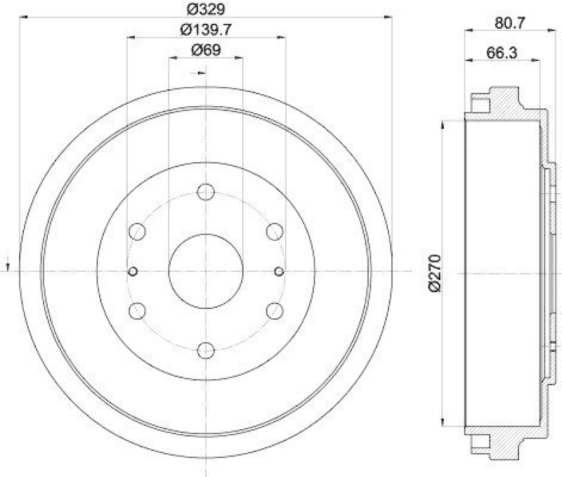 HELLA 8DT 355 301-111 Bremstrommel 61345