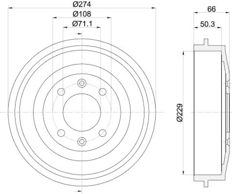 HELLA 8DT 355 301-231 Bremstrommel für P.S.A