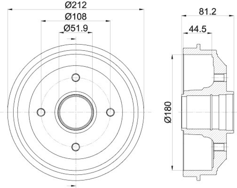 HELLA 8DT 355 301-241 Bremstrommel für P.S.A