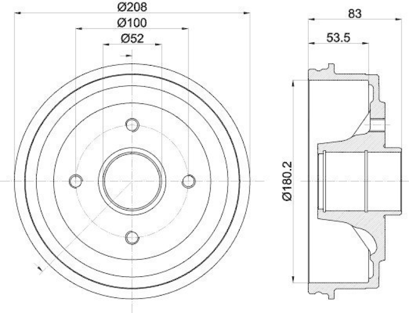 HELLA 8DT 355 301-261 Bremstrommel