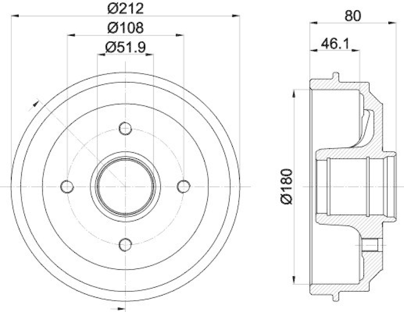 HELLA 8DT 355 301-281 Bremstrommel für P.S.A