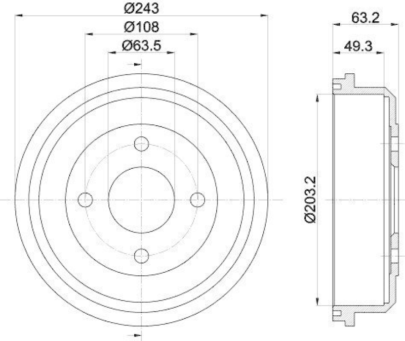 HELLA 8DT 355 301-291 Bremstrommel 62901