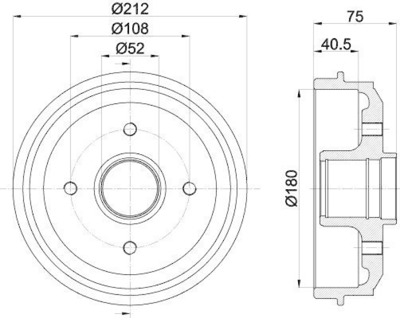 HELLA 8DT 355 301-311 Bremstrommel 62906