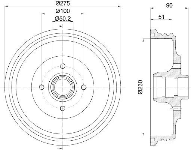 HELLA 8DT 355 301-351 Bremstrommel 62911