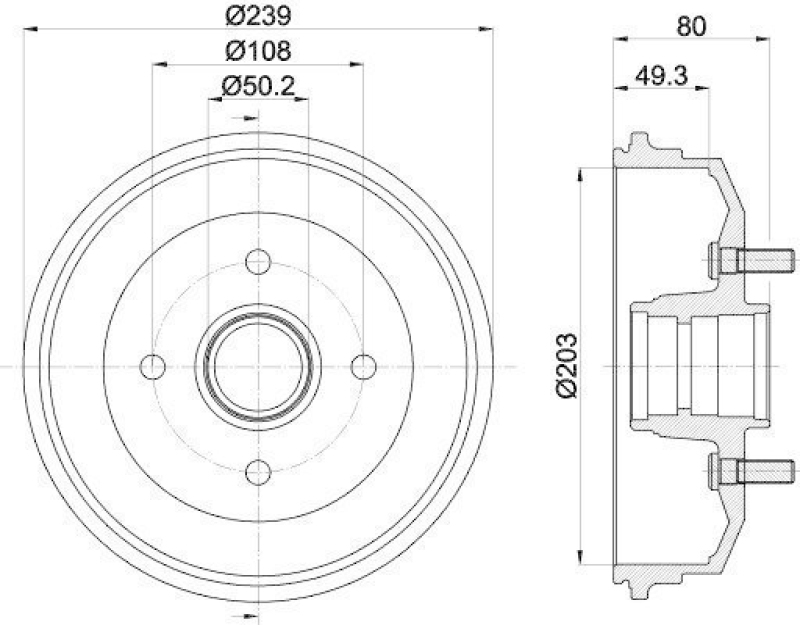 HELLA 8DT 355 301-361 Bremstrommel 62912