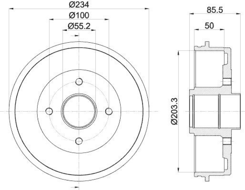 HELLA 8DT 355 301-391 Bremstrommel 62915